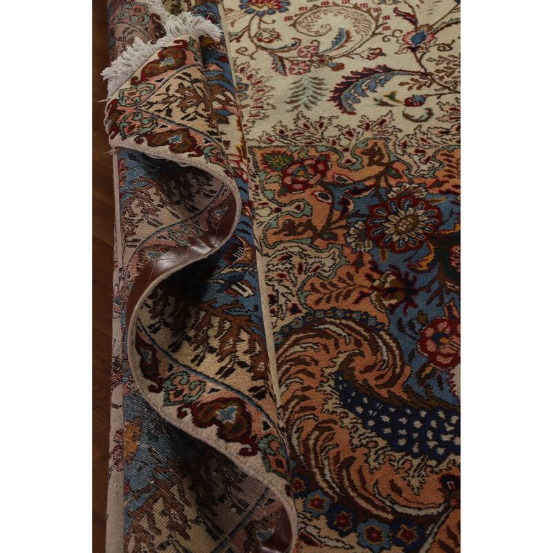 Hand Knotted Oriental 100% Wool Carpet Traditional Floral Beige & Ivories Tabriz Area Rug - 15' 2'' X 10' 1''