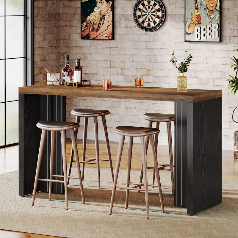 Home Bar Unit, 55.12-Inch Bar Table with Large Tabletop - 55.12" L x 19.69" W x 35.83" H