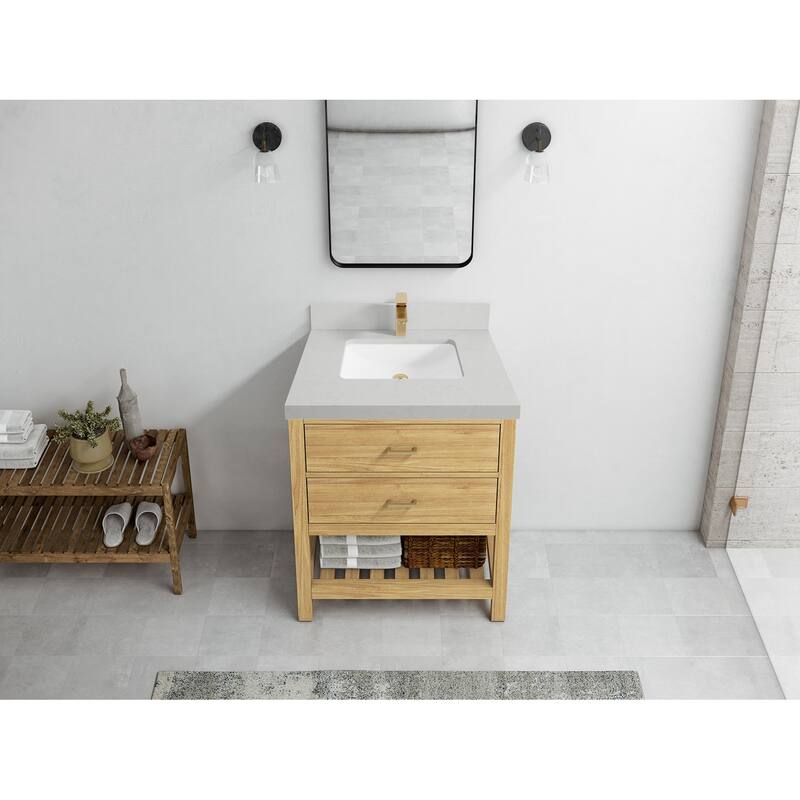 Willow Collections 30 in. W x 22 in. D Parker Solid Teak Single Sink Bathroom Vanity with Countertop
