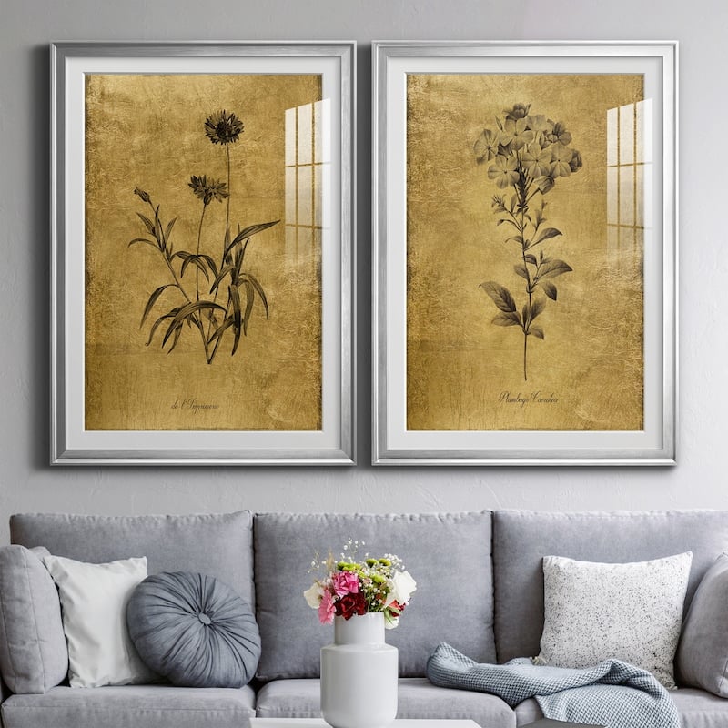 Gold Sketch Botanical I Premium Framed Print - Ready to Hang