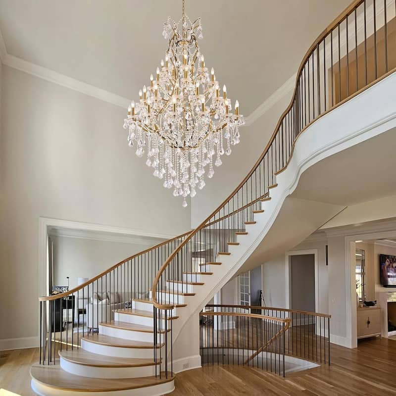 KAYLA Large Crystal Chandelier-12/24-Light Chandelier Light Fixture Modern Maria Theresa Crystal Chandeliers