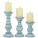 preview thumbnail 12 of 33, Mango Wood Turned Style Pillar Candle Holder (Set of 3) - White, Brown, Gold, Black, Light Blue, Cream, Silver