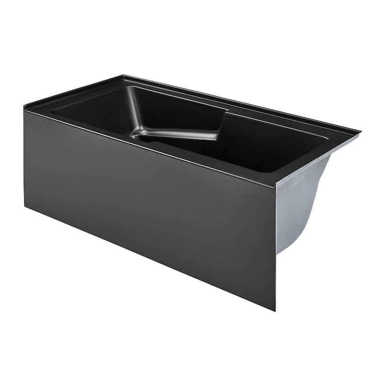 Voltaire 60 x 30 Right Drain Soaking Apron Bathtub in Black with Overflow, Drain