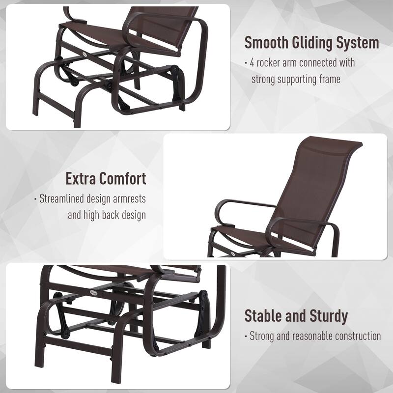 Outsunny Single Glider Brown Mesh Rocking Chair