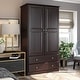 preview thumbnail 21 of 29, Palace Imports 100% Solid Wood Smart Wardrobe Armoire with 2 Drawers, Metal or Wooden Knobs Java-Metal Knobs