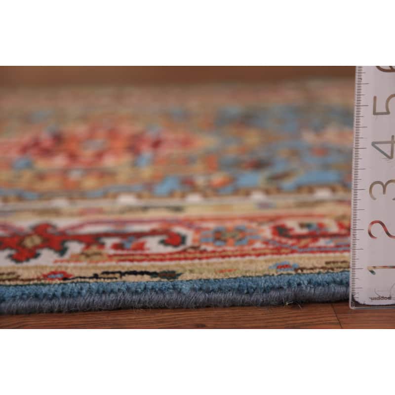 Light Blue Geometric Heriz Serapi Foyer Rug Handmade Wool Carpet - 3'0"x 5'0"