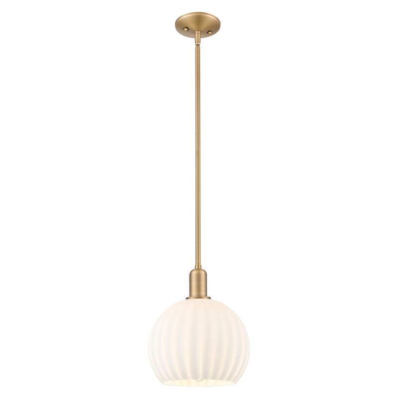 Innovations Lighting Endless Possibilities Arcadia - White Venetian - 1 Light 10" Stem Hung Mini Pendant - Brushed Brass