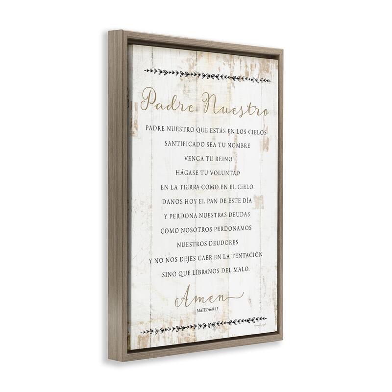 Stupell Padre Nuestro Oración Framed Floater Canvas Wall Art Design By Jennifer Pugh