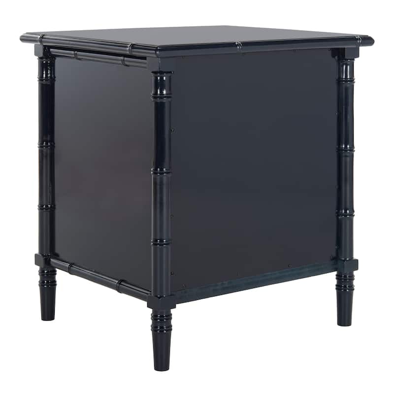 SAFAVIEH Jasmyne Modern Coastal 3-Drawer Navy Bamboo Nightstand