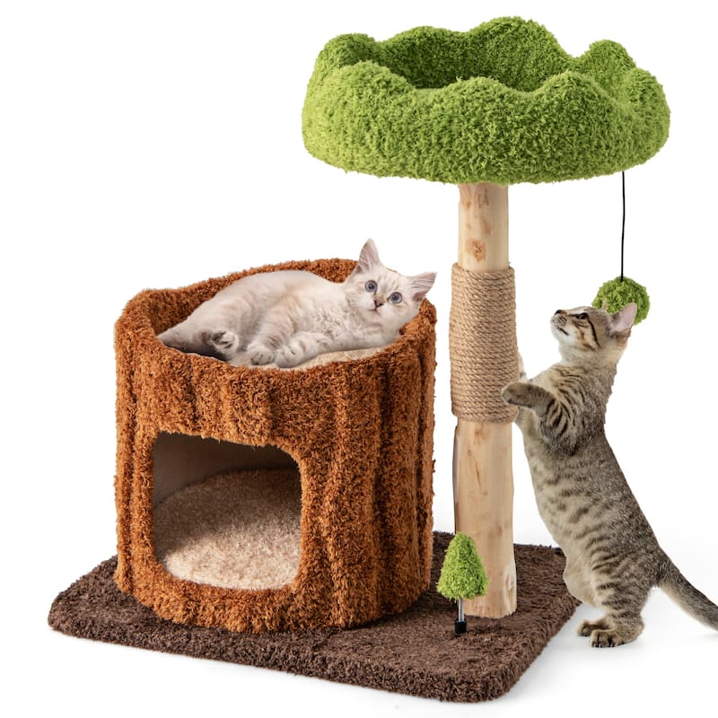 Cat Tower with Top Perch and Scratching Post for Claw Care - 23.5" x 18" x 29"