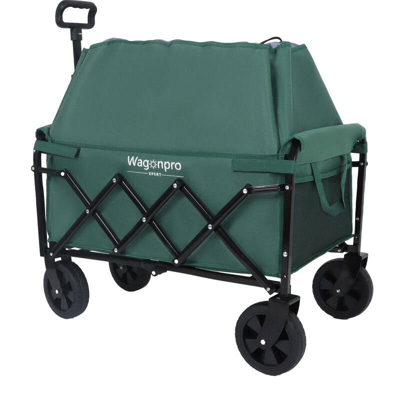 Expandable Dual-Layer Utility Wagon With 100% Extra Space - Grocery Cart For Camping,Supports 225lbs