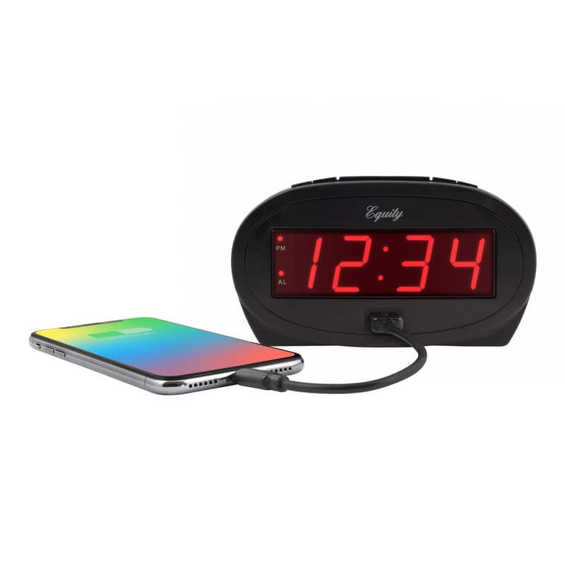 Equity by La Crosse 0.9 In. Red LED alarm clock with USB port On Sale