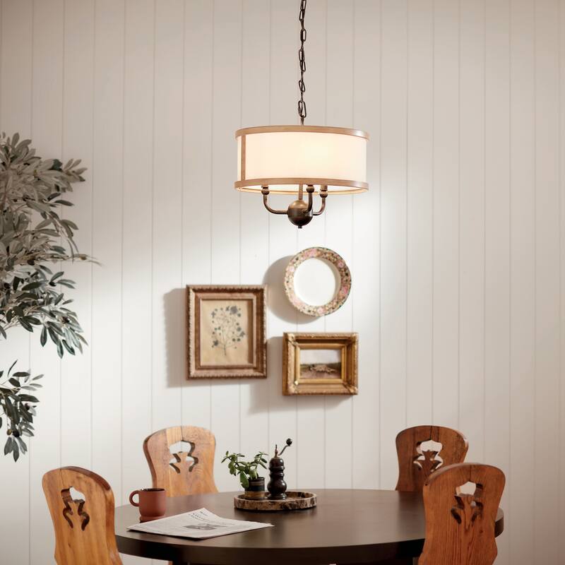 Kichler Lighting Heddle 15 inch 3-Light Chandelier Anvil Iron and Beech