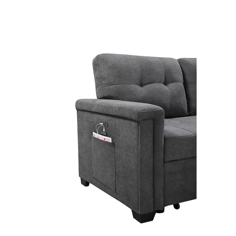 Reversible Sleeper Sectional Sofa with Storage Chaise, USB Charging Ports and Pocket