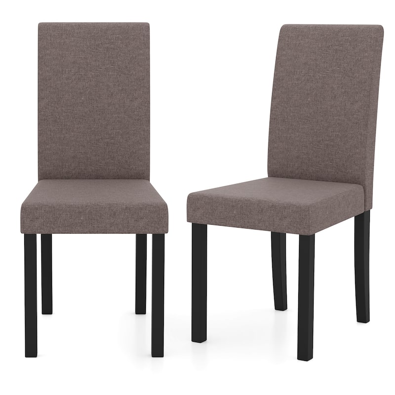 Gymax Dining Chair Set of 4 Fabric Upholstered Rubber Wood Legs Side