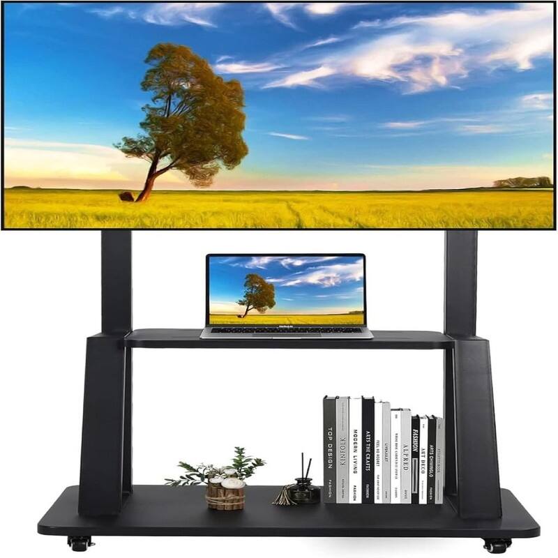 Rolling TV Stand with Wheels - Black