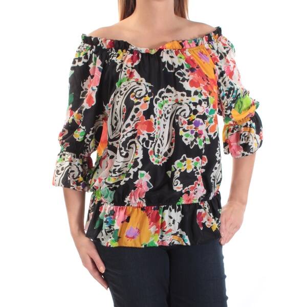 Shop Ralph Lauren 90 Womens 1502 Black Off Shoulder Pouf Peasant Casual Top L B B Overstock 21329027