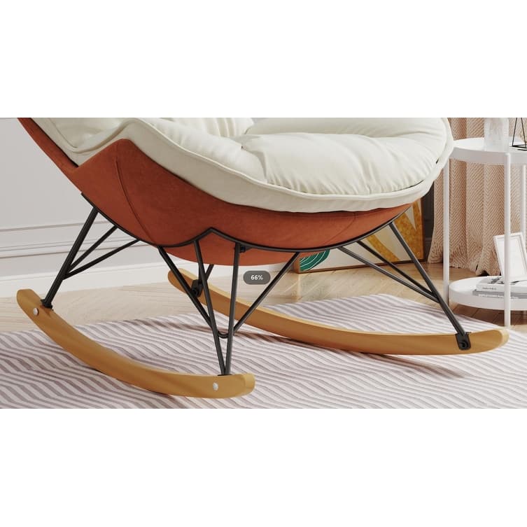 Velvet Rocking Chair with Removable Cushion and 300lb Capacity