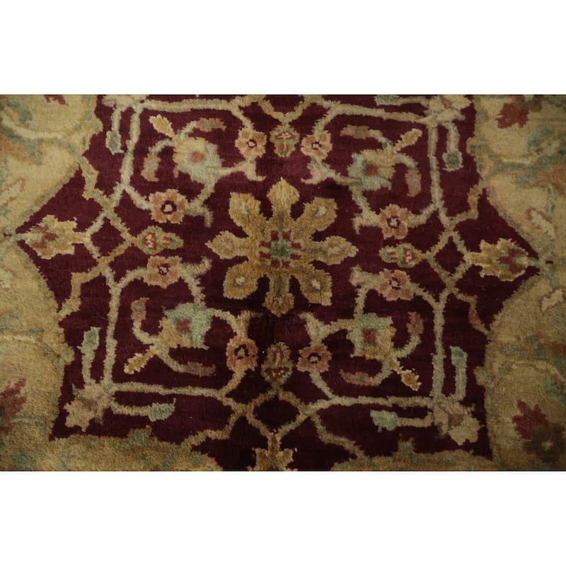 Hand Knotted Oriental 100% Wool Carpet Traditional Floral Red Agra Area Rug - 12' 0'' X 9' 1''