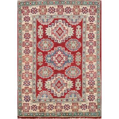 Red Kazak Foyer Rug Handmade Traditional Wool Carpet - 2'9"x 3'11"