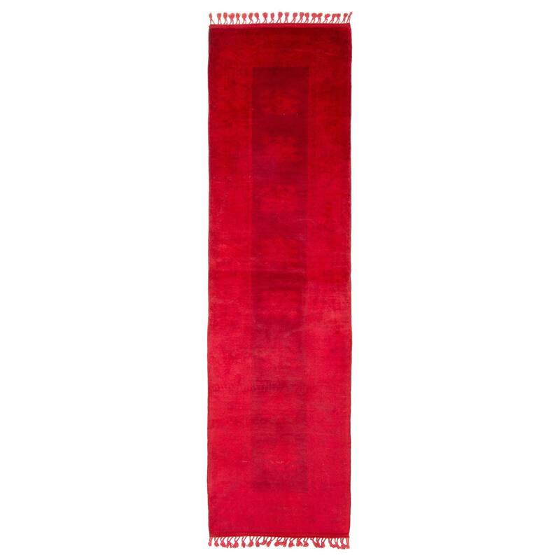 ECARPETGALLERY Hand-knotted Color Transition Red Wool Rug - 2'8 x 9'11 - Red - 2'8 x 9'11
