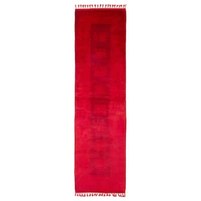 ECARPETGALLERY Hand-knotted Color Transition Red Wool Rug - 2'8 x 9'11