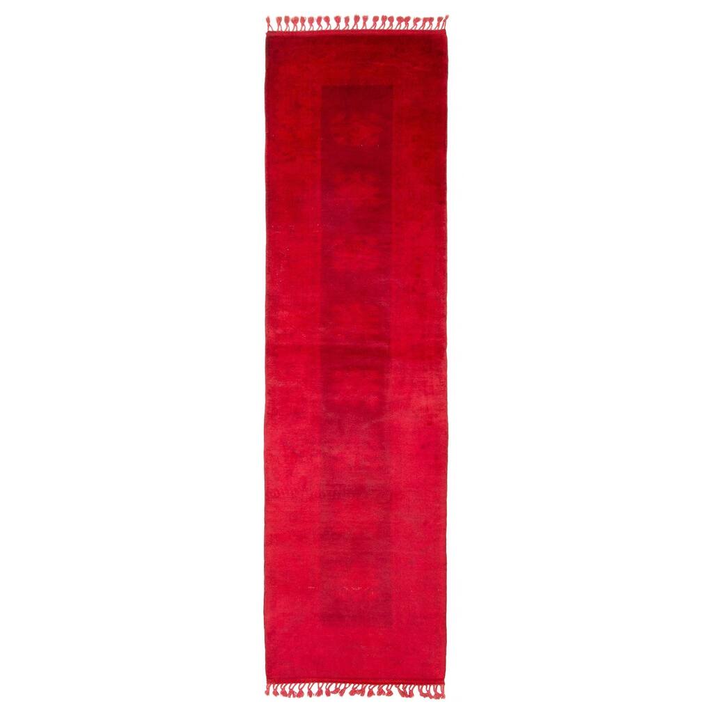 ECARPETGALLERY Hand-knotted Color Transition Red Wool Rug - 2'8 x 9'11