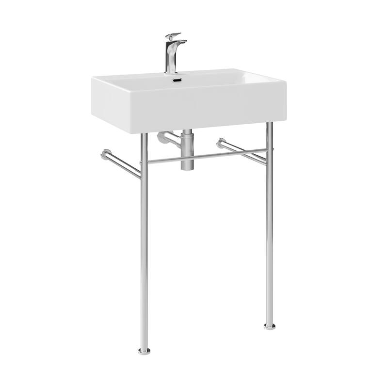 Swiss Madison SM-SK711-10C Claire 24" Square Ceramic, Stainless Steel - Glossy White