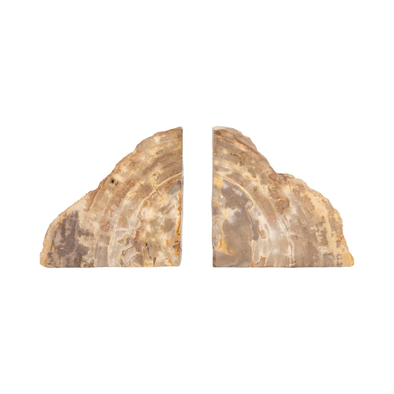 Modern Natural Wood Grain Book Ends -6", Brown - 6" x 2" x 6"