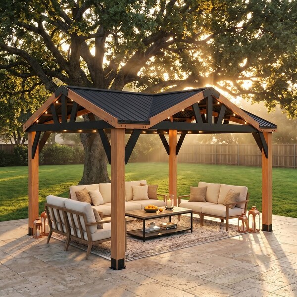 Backyard Discovery Crosswind 14x10' Cedar Gazebo with Multi-Gable