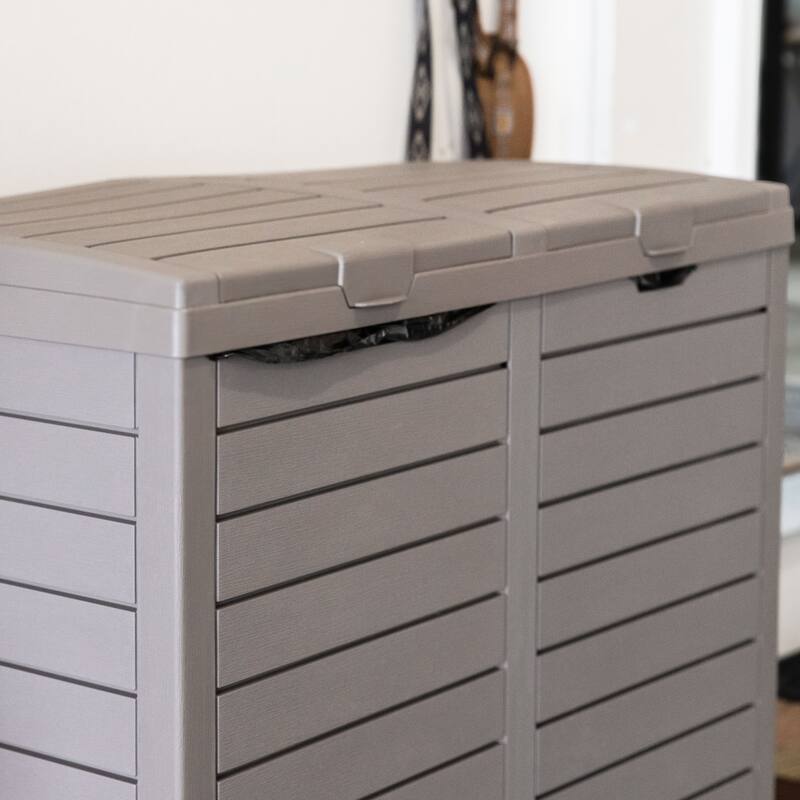 78-Gallon Double Patio Trash Can with Lid - Black