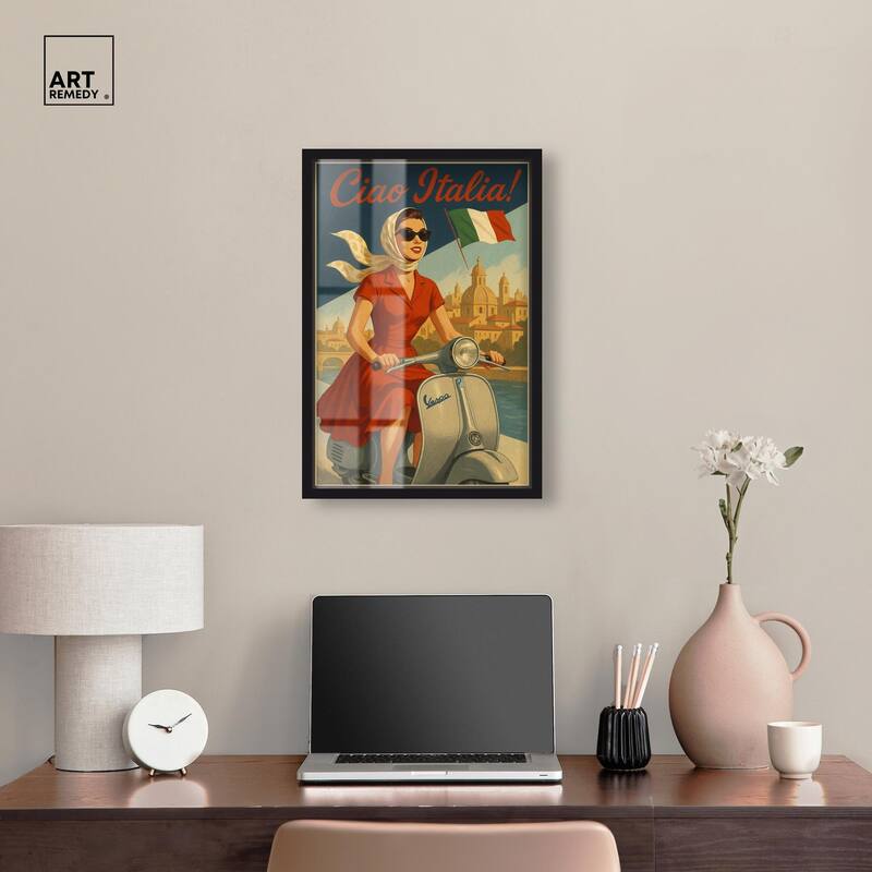 Scooter Italian Travel Shadowbox by Art Remedy