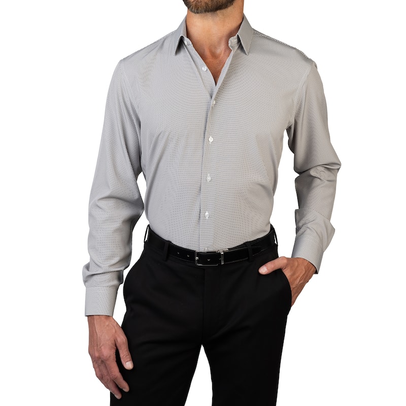 Jones New York Men's Stretch Slim Fit Dress Shirt - S 32/33 - Black/White Geo