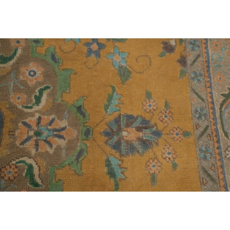 Hand Knotted Oriental 100% Wool Carpet Traditional Floral Oranges & Rust Tabriz Area Rug - 8' 7'' X 6' 6''