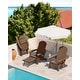 preview thumbnail 22 of 52, WINSOON All Weather HIPS Folding Adirondack Chair with Ottoman, 5-Gear Adjustable Backrest and Retractable Ottoman Set of 4