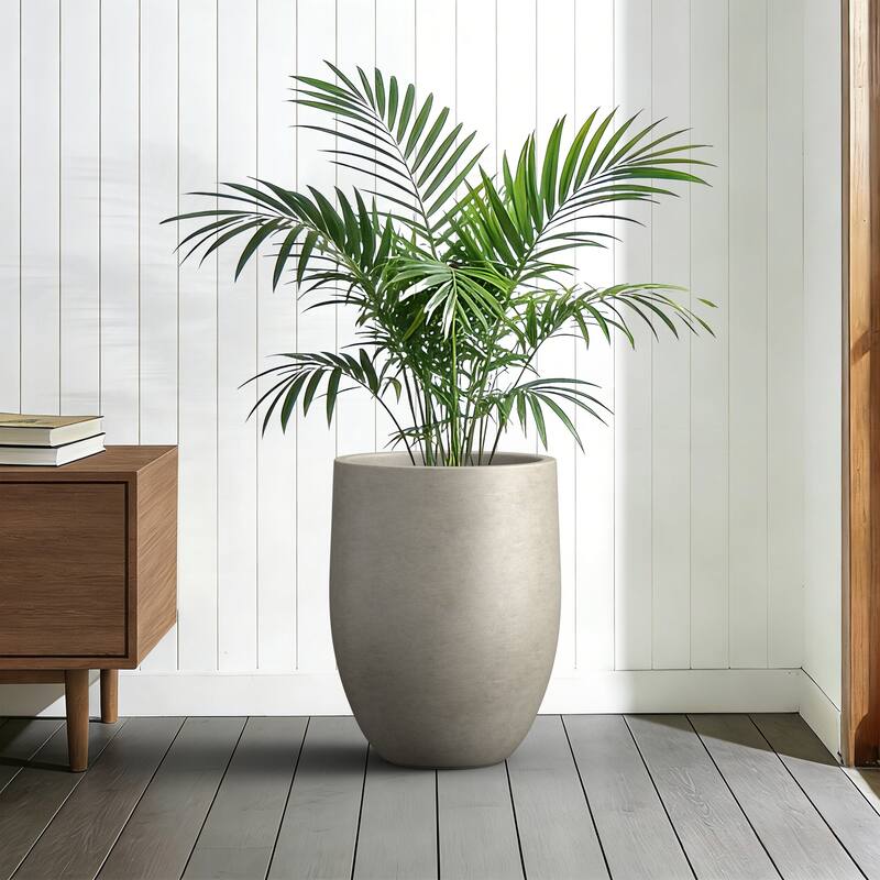 Concrete Tall Round Planter with Drainage Hole for Indoor & Outdoor