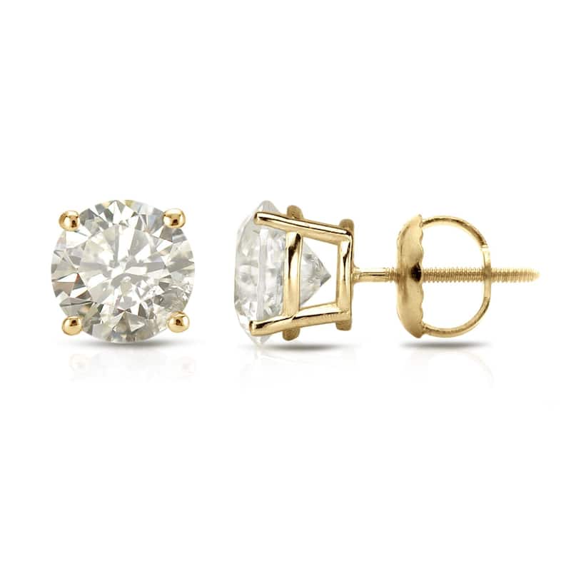 Auriya 18k Gold 1 1/2ct TW Clarity-enhanced Diamond Stud Earrings (J-K, I2-I3) - Yellow