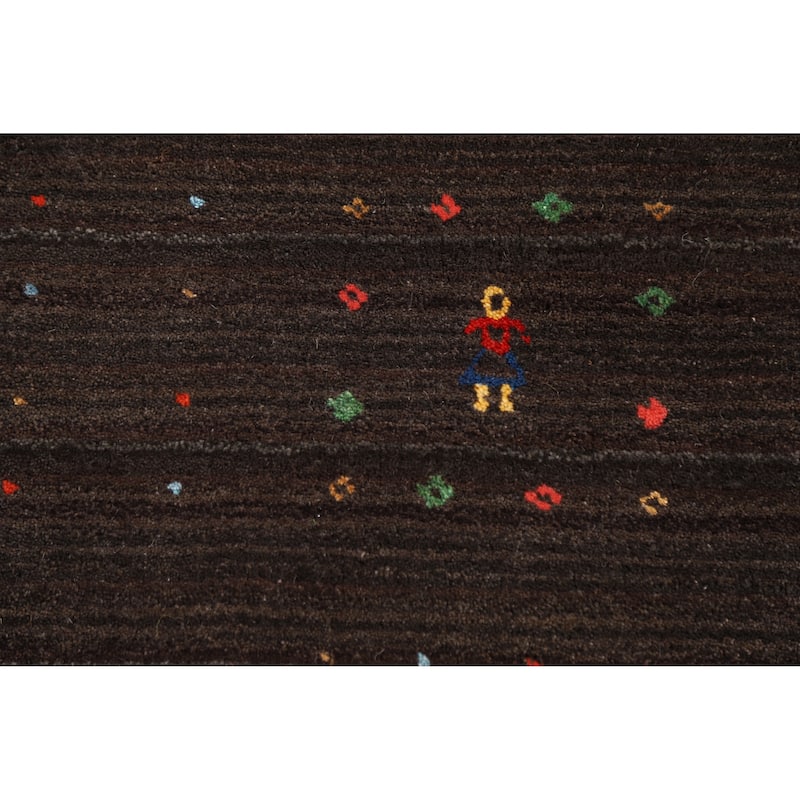 Hand Knotted Oriental 100% Wool Carpet Tribal Tribal Brown Gabbeh Area Rug - 8' 3'' X 5' 3''