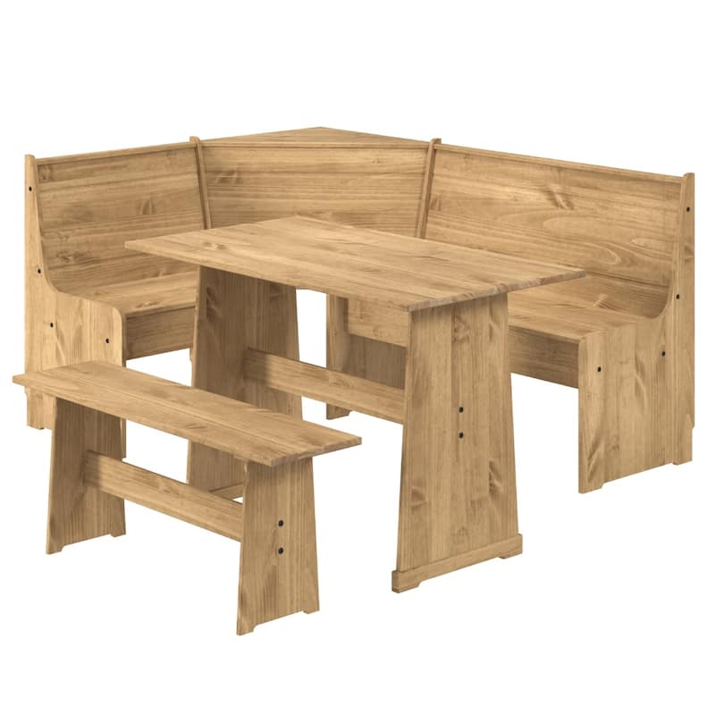 OSHOME Model COR805 Solid Pine Corner Dining Booth in Corona Brown