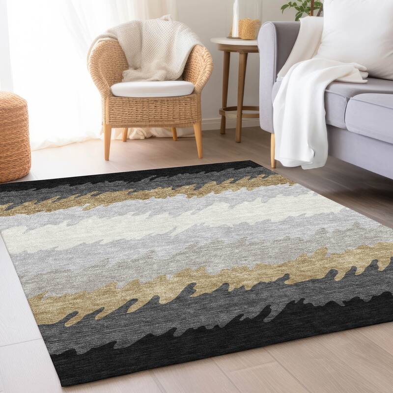 Machine Washable Indoor/ Outdoor Chantille Abstract Ombre Rug