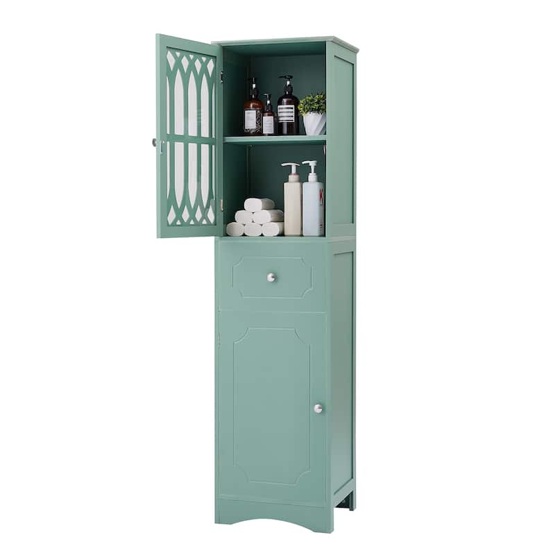 Tall Bathroom Freestanding Storage with Drawer and