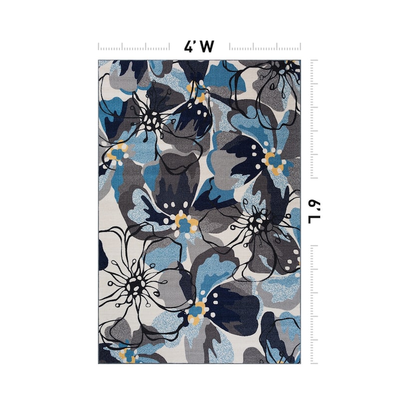 World Rug Gallery Modern Floral Non-Slip Area Rug