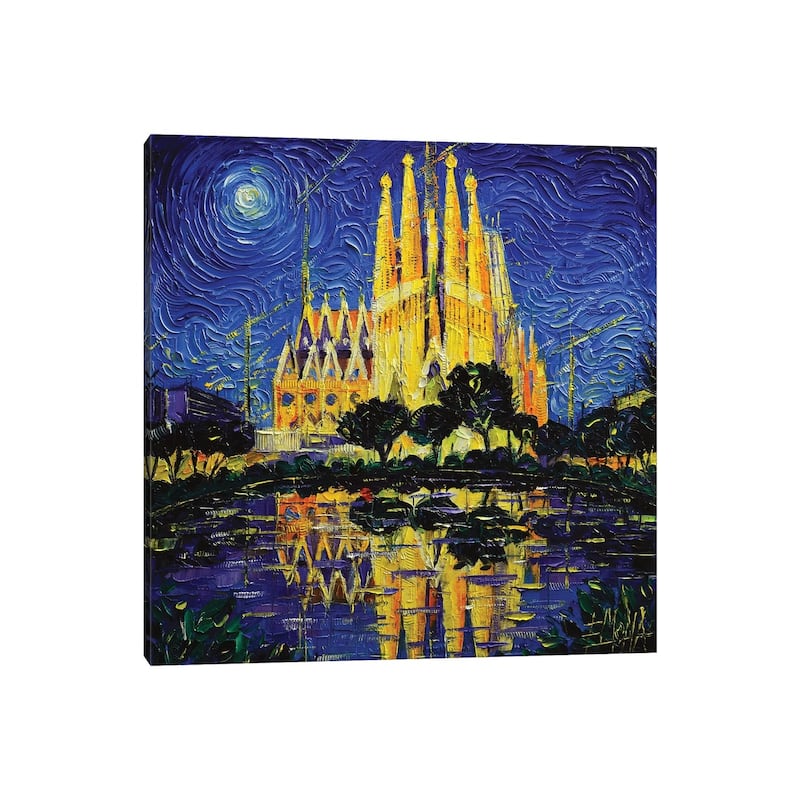 iCanvas "Sagrada Familia Barcelona Mirrored" by Mona Edulesco Canvas Print