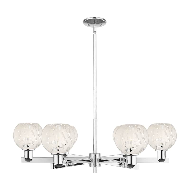 Innovations Lighting Endless Possibilities Arcadia - White Mouchette - 6 Light 36" Stem Hung Chandelier - Polished Chrome