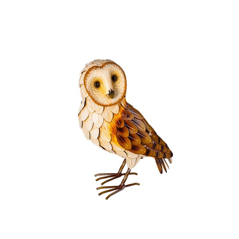 Metal Brown Barn Owl Statuary