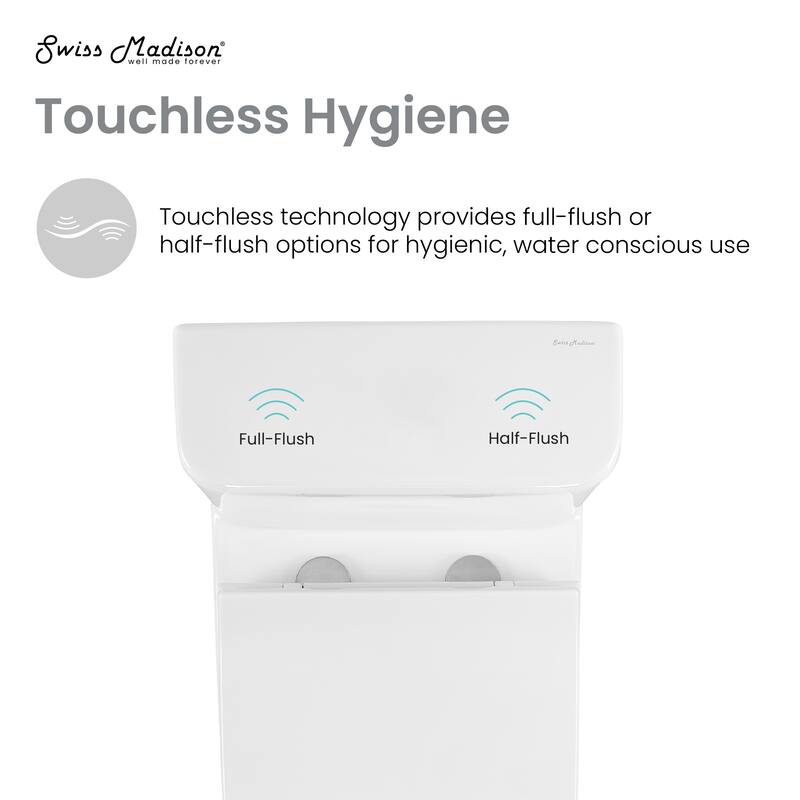 Charme One-Piece Square Toilet Dual-Flush 1.1/1.6 Gpf, Touchless - 25.8" x 14.95" 29.95"