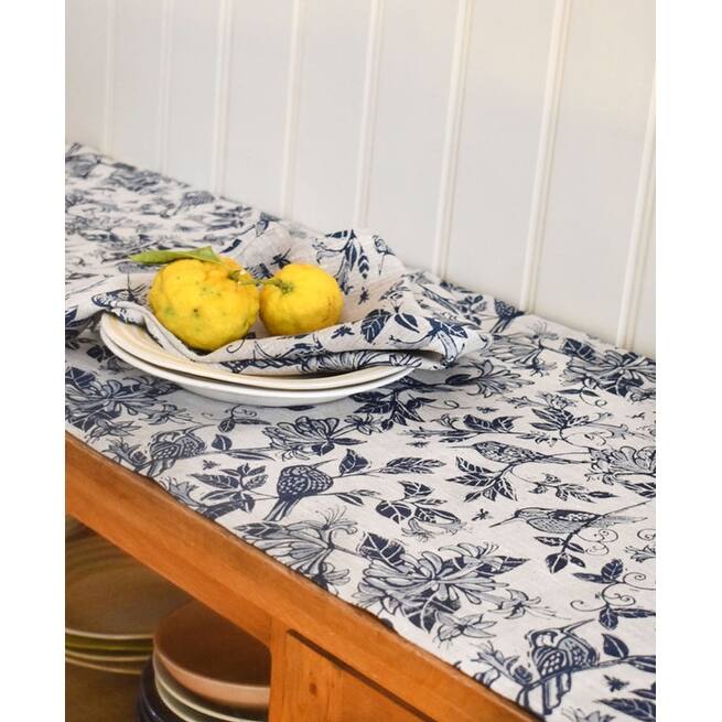 French Home Honeysuckle Table Runner - Indigo