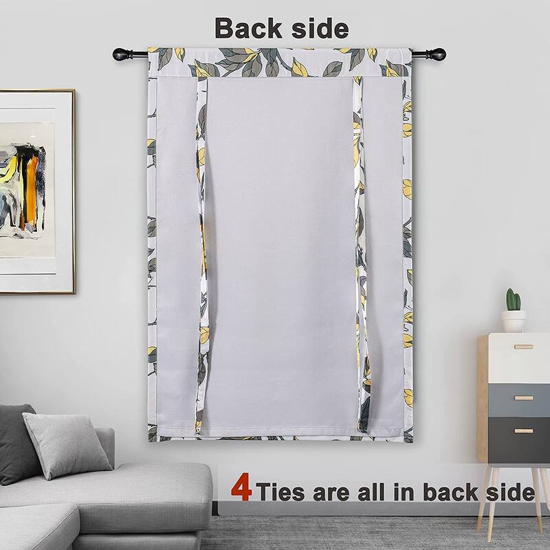DriftAway Ryan Sketch Floral Branch Leaves Tie Up Curtain