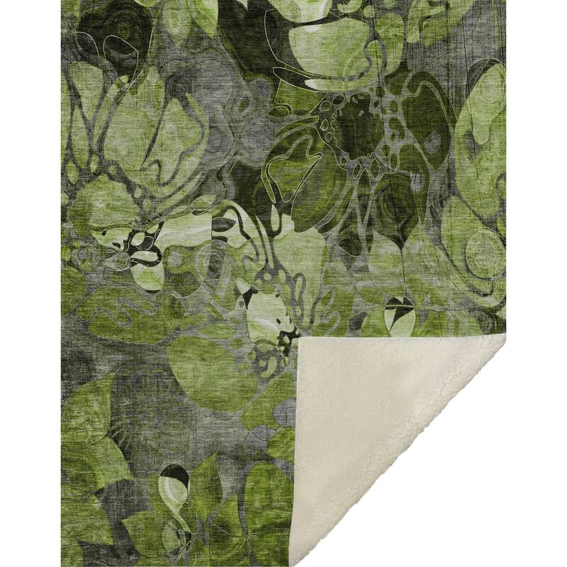 Premium Machine Washable Modern Floral Sherpa Throw Blanket