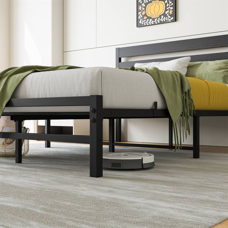 Full Size Platform Bed Frame with Wood Headboard, No Box Spring Needed